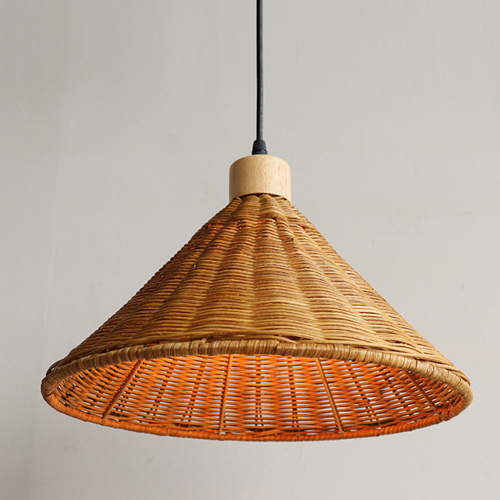 Japanese Homestay Rattan Lamp Shade Pendant wabi Sabi Wicker Wood Chandelier-Handwovenlamp