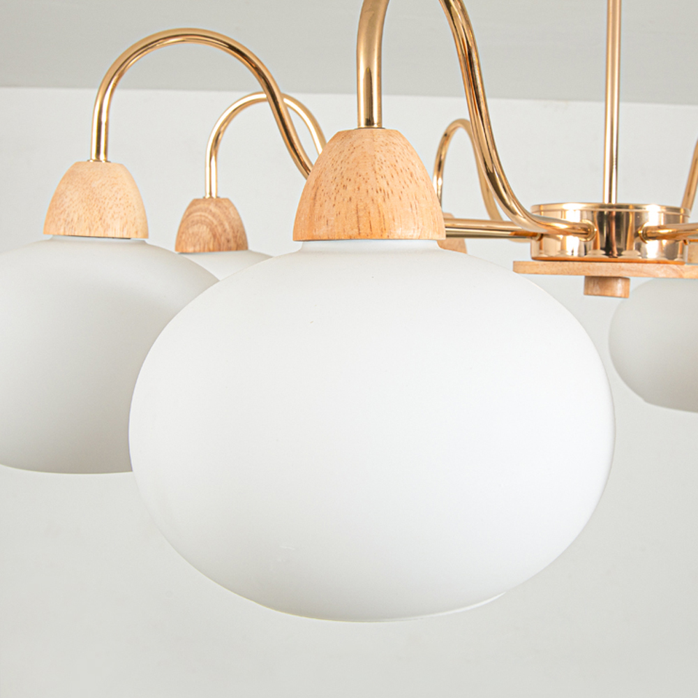 French Bauhaus Living Room Persimmon Glass Chandelier Retro Dining Room Lamps-Handwovenlamp