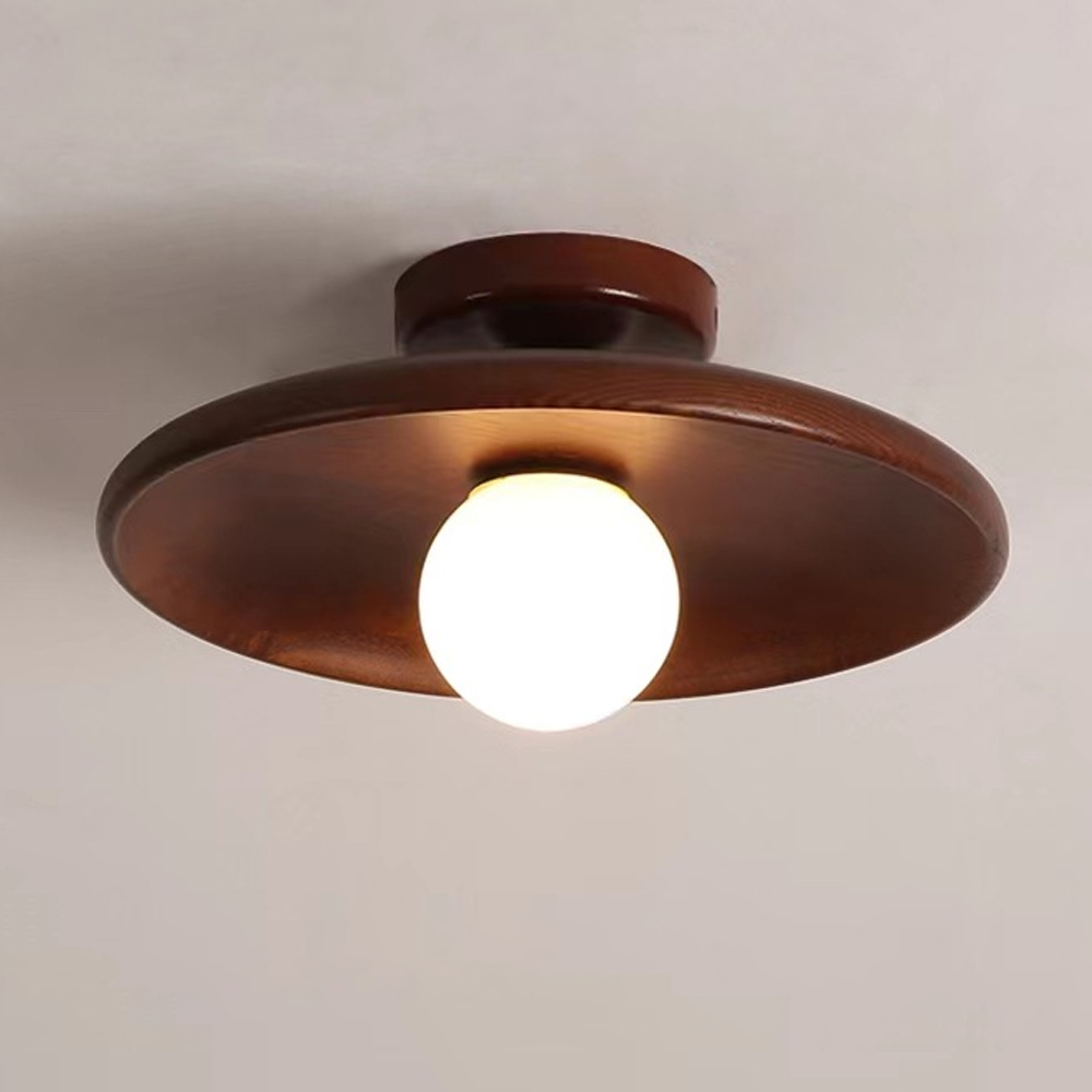 Japanese-style Aisle Small Lamp Flush Mount Solid Wooden Ceiling Light For Dining Room-Handwovenlamp