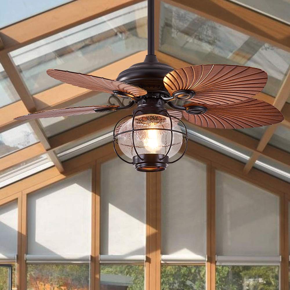 Outdoor Gazebo Ceiling Fan Lamp Retro Balcony Garden Fan Chandelier-Handwovenlamp