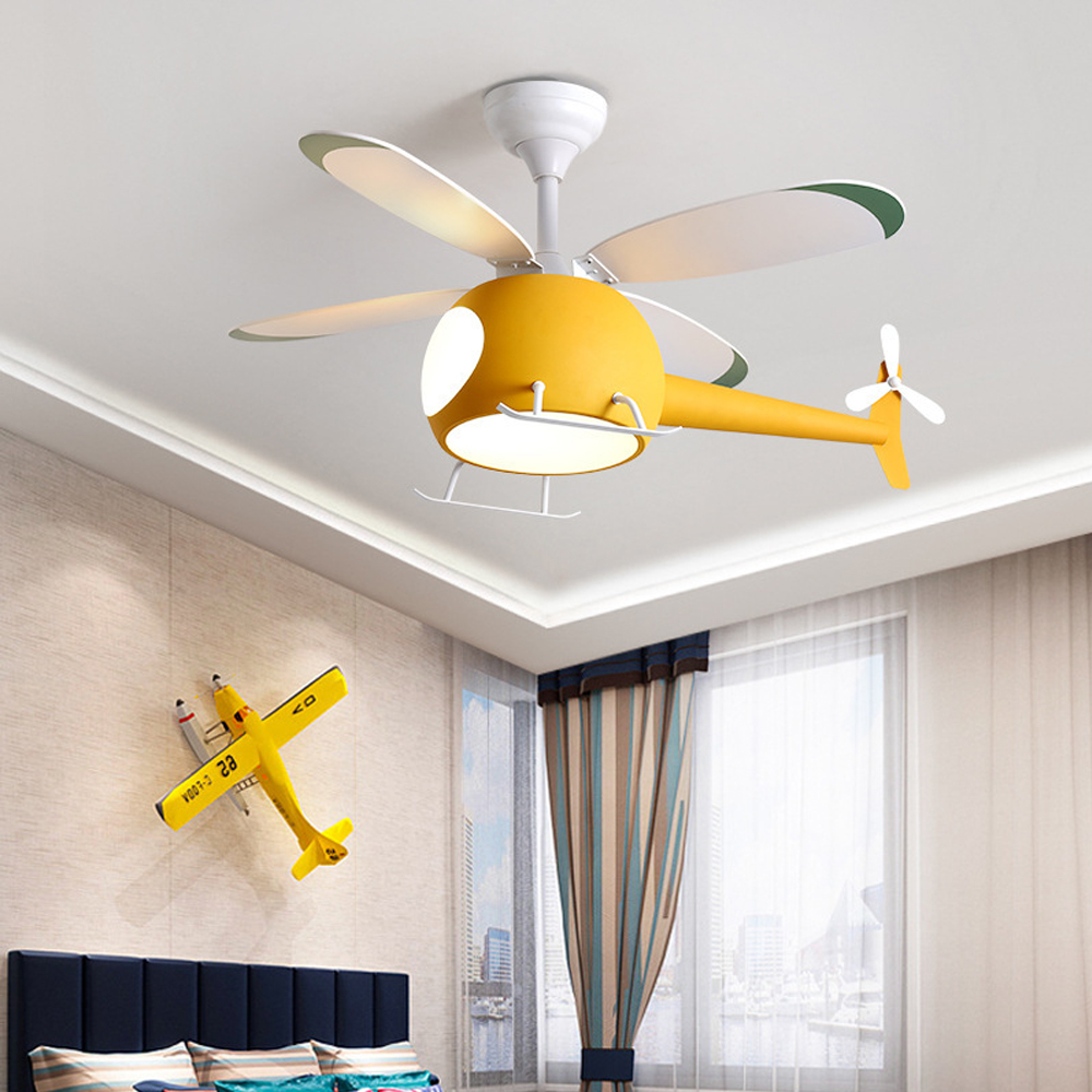 Children's Room Fan Light Cartoon Airplane Ceiling Lamps For Nursery-Handwovenlamp