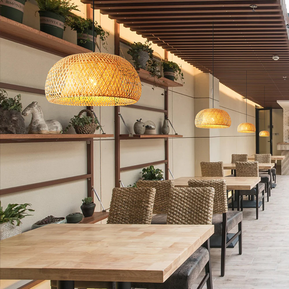 DIY Kitchen Island Bamboo Lamp Shade Home Decor Pendant Lighting-Handwovenlamp