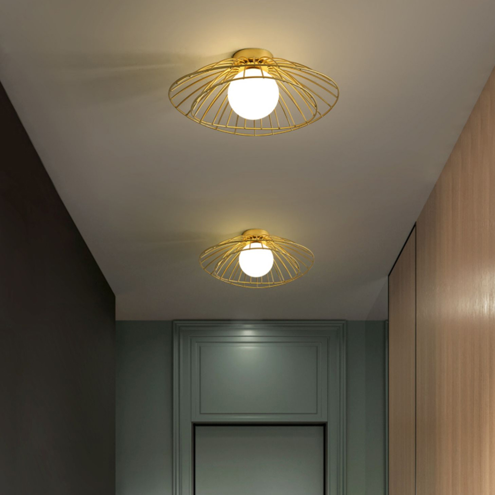 Nordic Balcony Metal Ceiling Lamp Luxury Corridor Flush Mount Light-Handwovenlamp