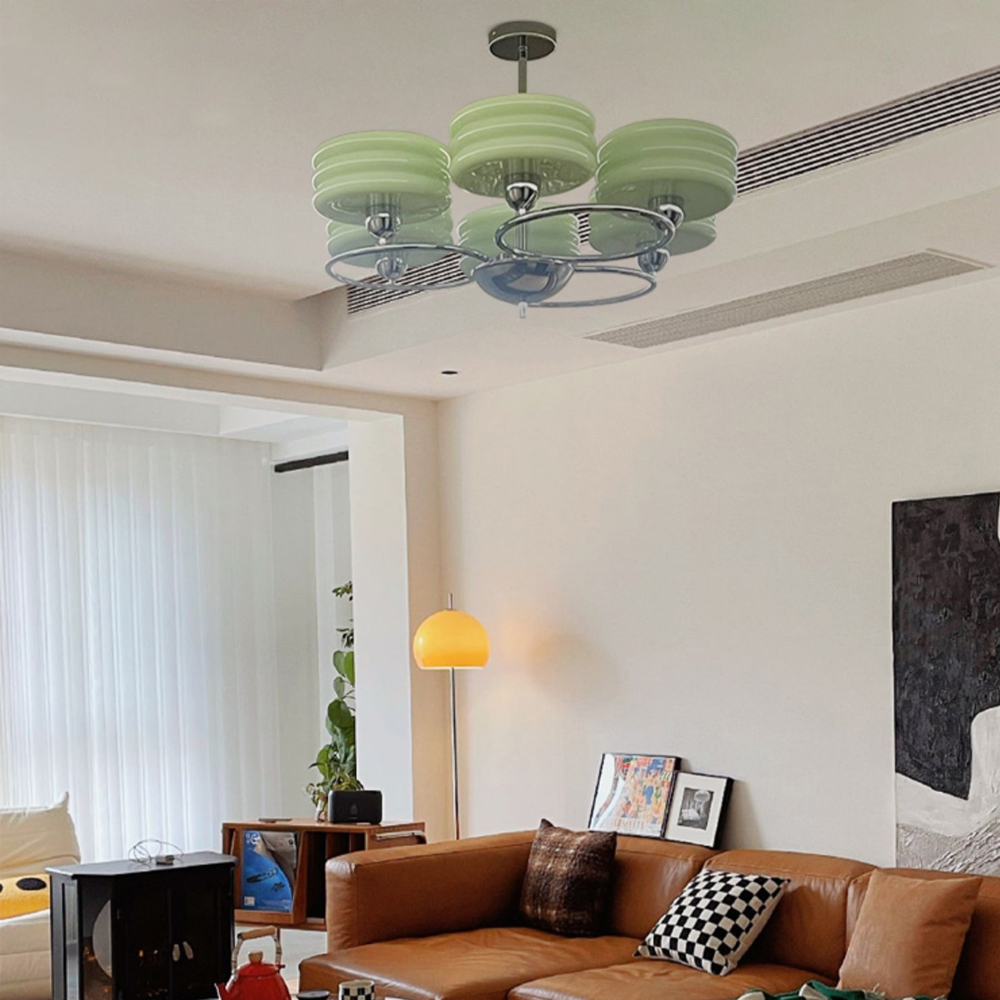 Modern 6 Heads Chandelier Living Room Design Minimalist Ceiling Lamp-Handwovenlamp