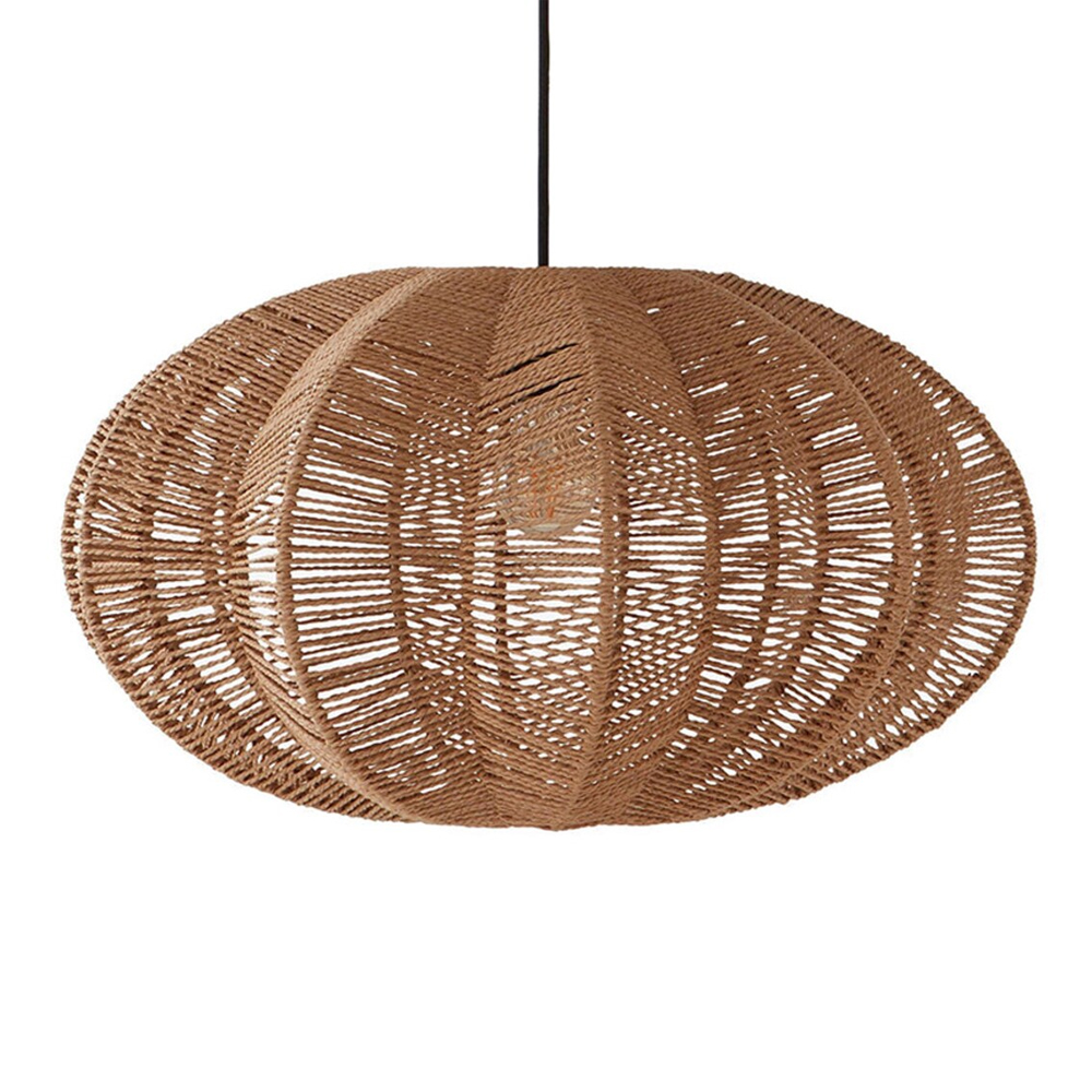 Wabi-sabi Braided Rope Pendant Light Japanese Woven Hanging Chandelier-Handwovenlamp