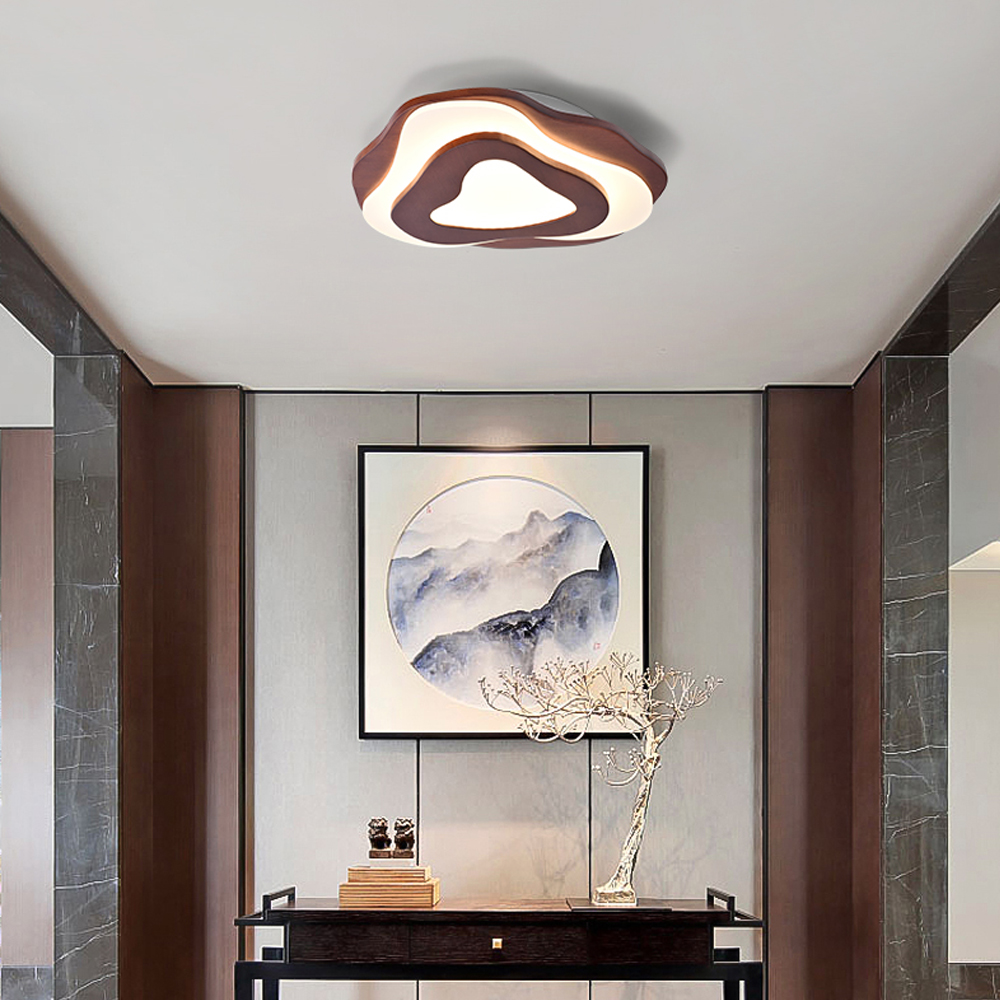 Japanese Flower Ceiling Lamp Solid Wooden Chandelier For Bedroom-Handwovenlamp