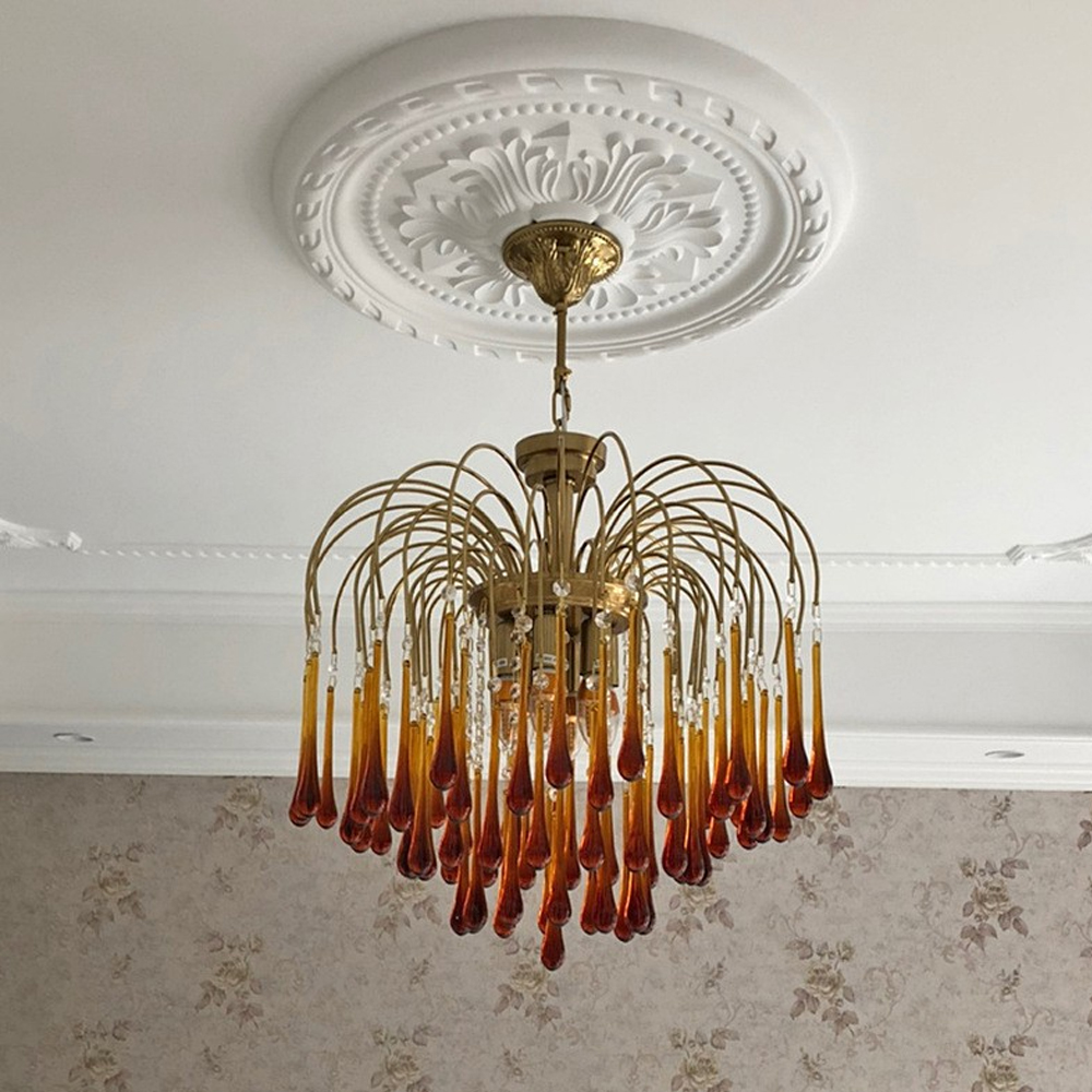 Classical Drop Glass Chandelier Italian Design Living Room Crystal Lighting-Handwovenlamp