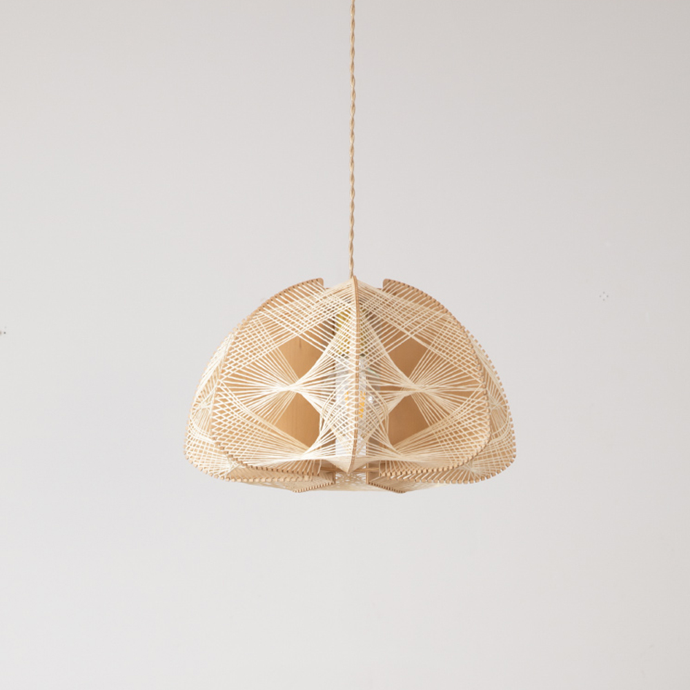 French Vintage Rope Pendant Light Fixture Living Room Wooden Chandelier-Handwovenlamp