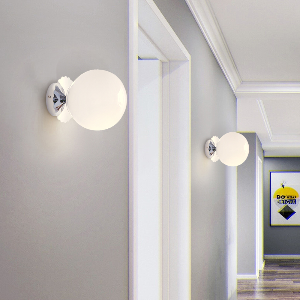 Nordic Modern Corridor Decorative Wall Lamp Minimalist Bedside Small Ball Wall Sconce-Handwovenlamp