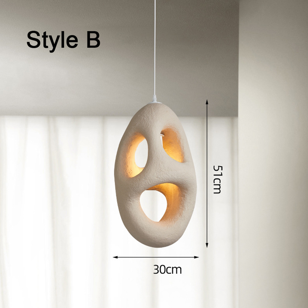 Japanese Retro Handmade Hanging Lamp High Density Polystyrene Wabi Sabi Pendant Light-Handwovenlamp
