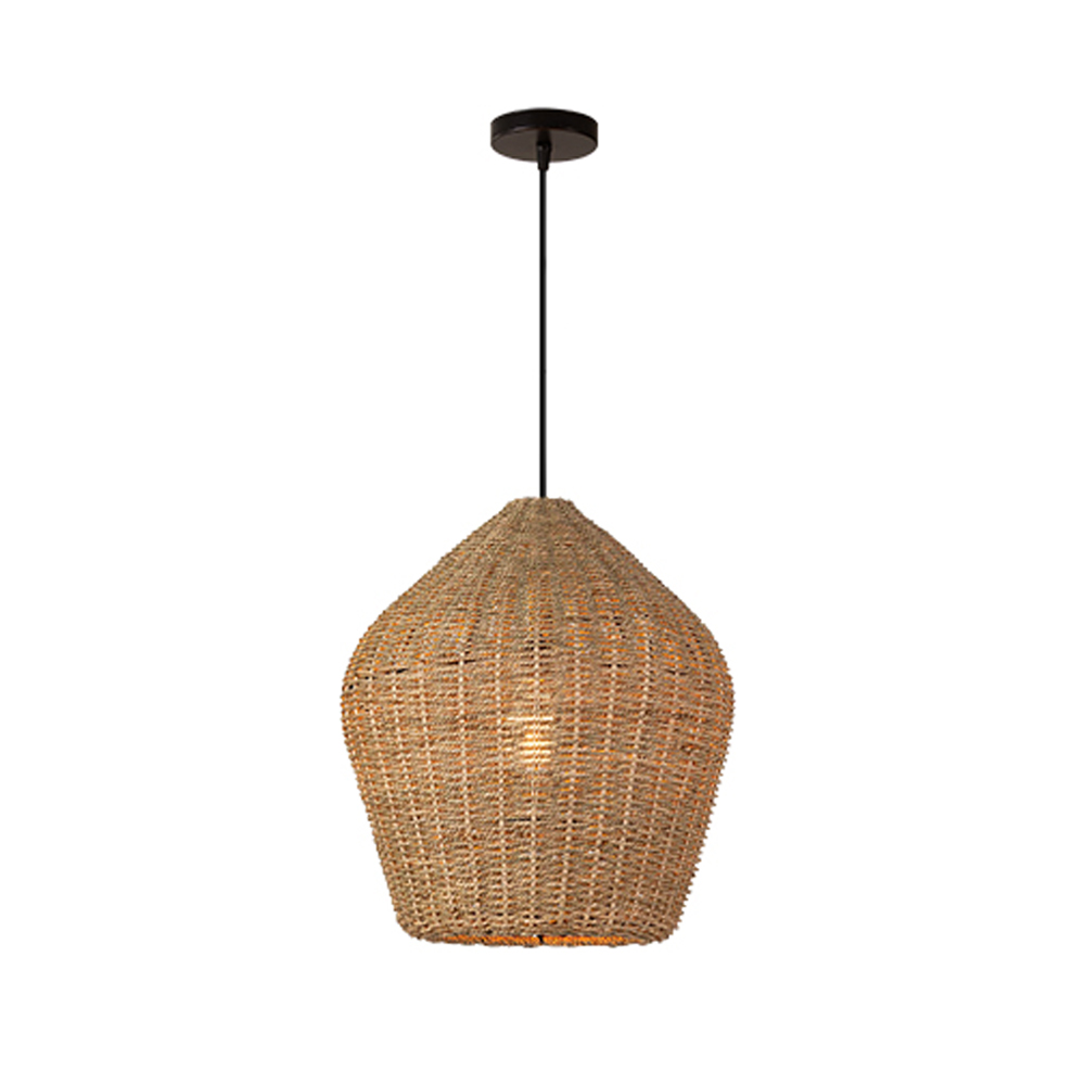 Wabi-sabi Kitchen Island Rattan Pendant Light Retro Grass Chandelier-Handwovenlamp