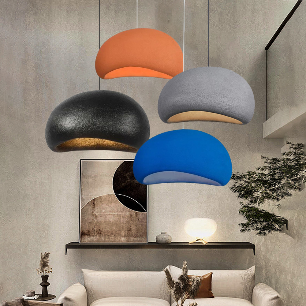 Macaron Chandelier Living Room Wabi Sabi Style Oval Pendant Lamps-Handwovenlamp