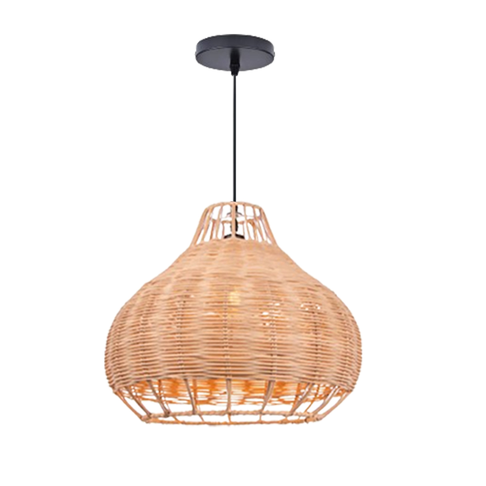 Scandinavian Hand Woven Ceiling Light Fixture Creative Rattan Pendant Lamp-Handwovenlamp