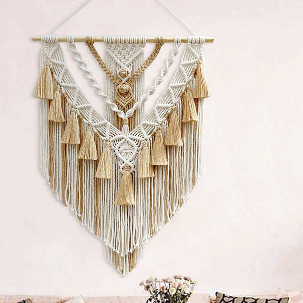 Hand-woven Tassel Tapestry Bohemian Home B&B Decoration Room Background Wall Hanging-Handwovenlamp