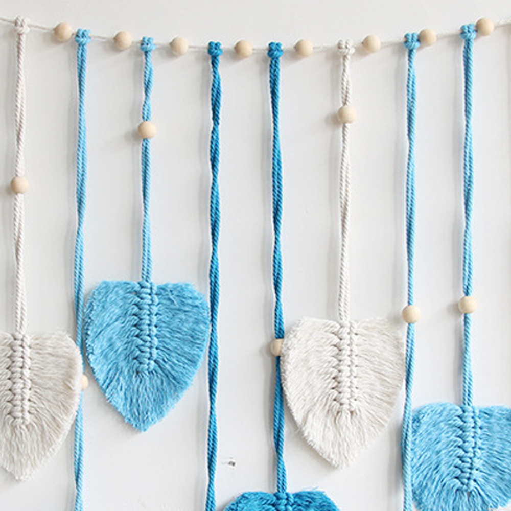 Bohemian Decorative Handwoven Leaf Tapestry Children's Room Background Tassel Wall Hanging-Handwovenlamp