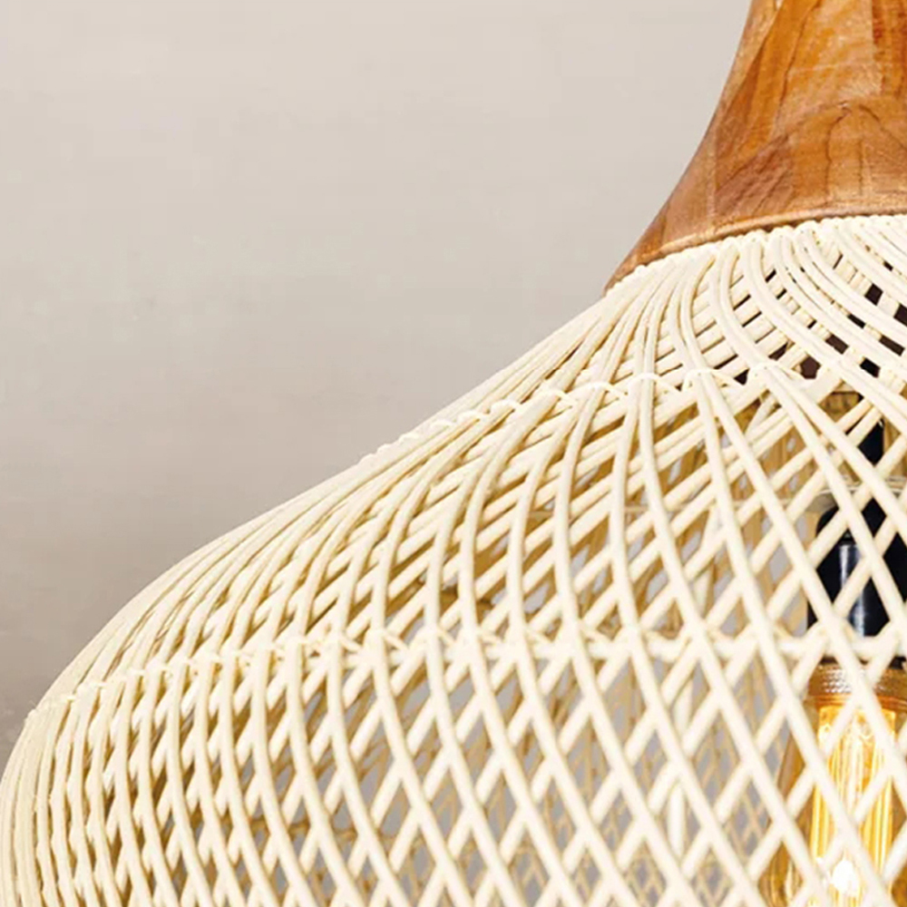 Wabi-sabi Retro Rattan Weaving Pendant Light Southeast Asian Restaurant Chandelier-Handwovenlamp
