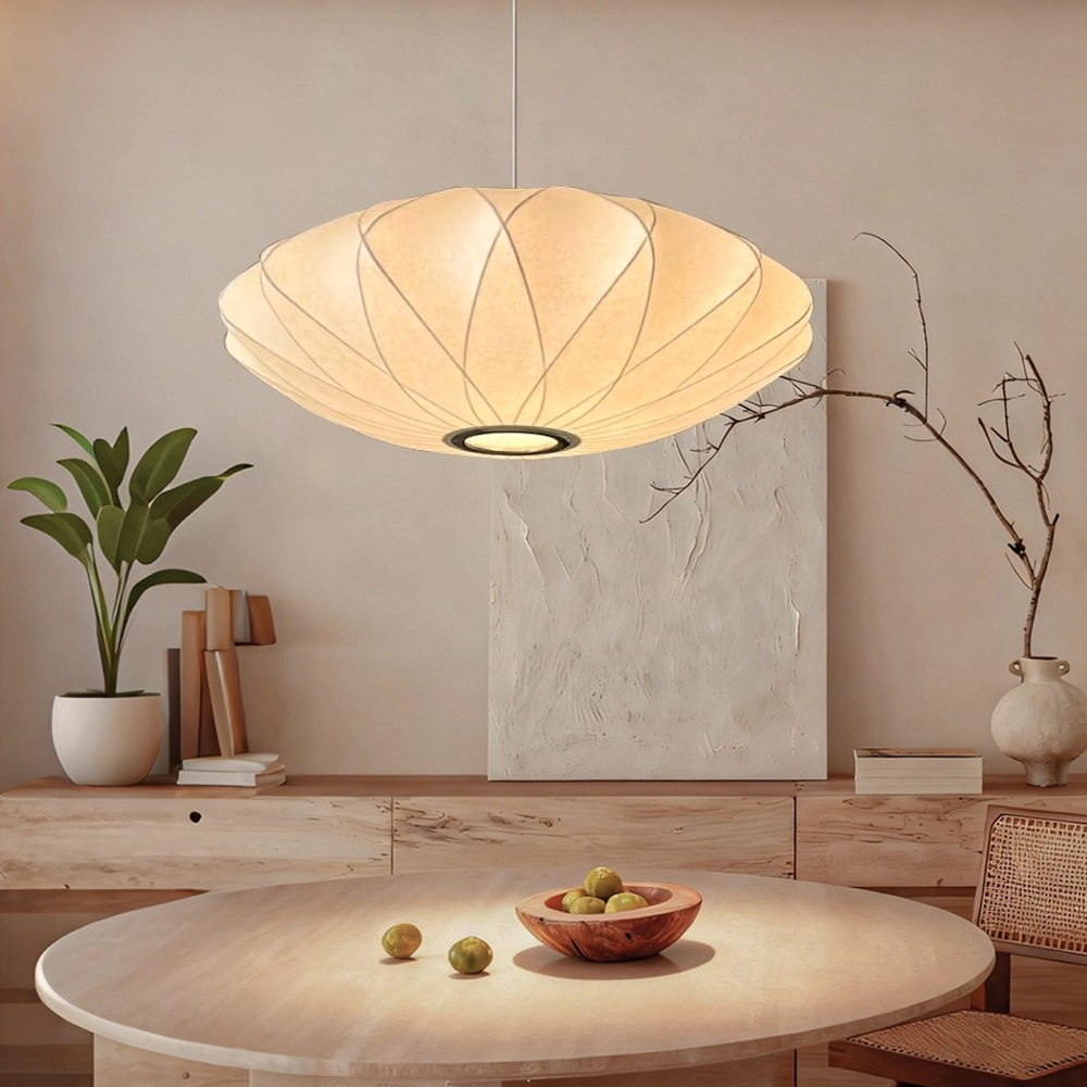 French fabric art chandelier over Dining Table
