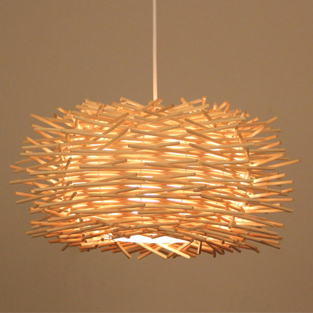 Rattan Weaving Bird Nest Light Creative Art Home Decor Handmade Lampshade-Handwovenlamp