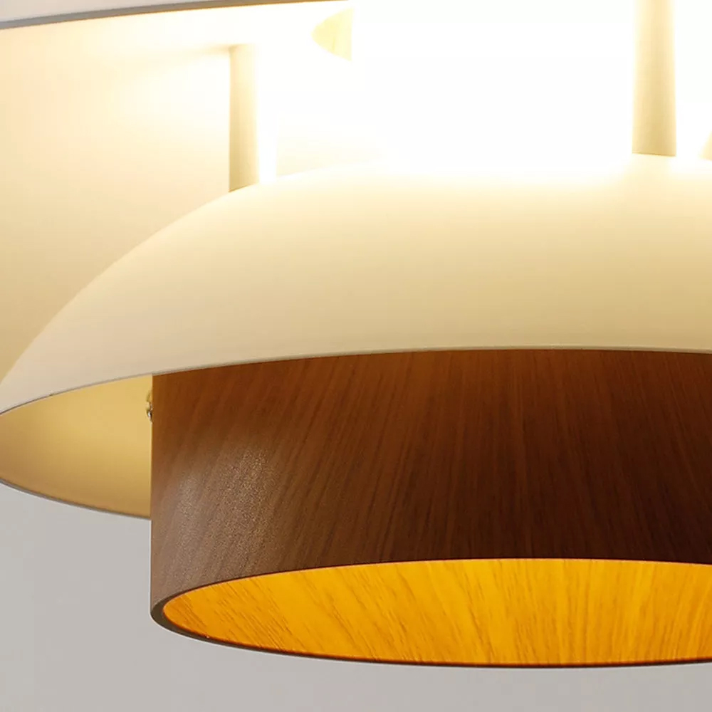Mid-Century Modern Wood Pendant Light Danish Kitchen Island Multilayer Lampshade-Handwovenlamp