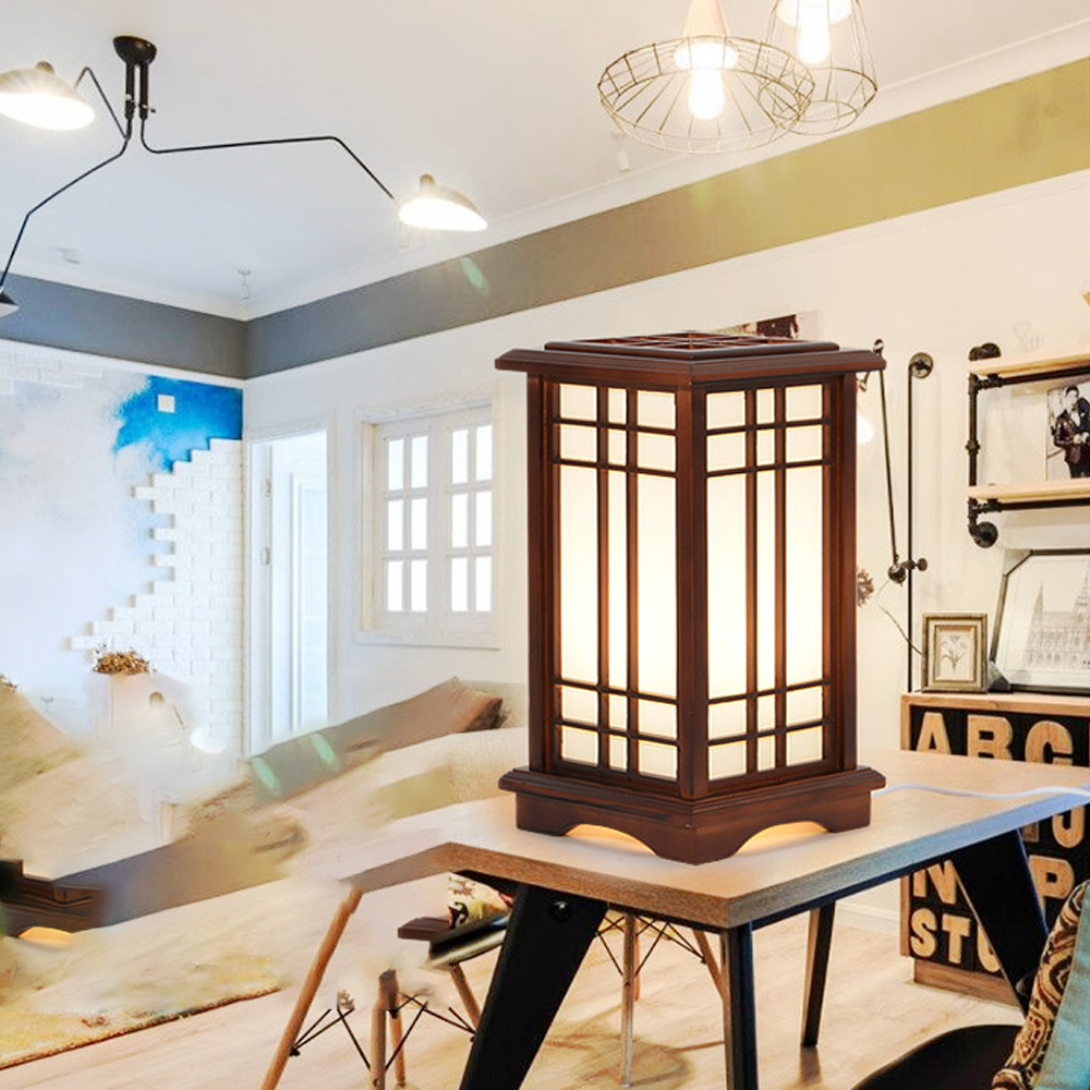 Japanese Living Room Wooden Table Lamp-Handwovenlamp