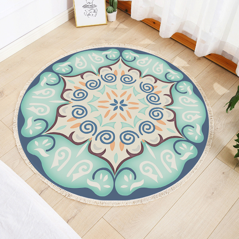 Round floor mat bedroom bedside living room decorative carpet-Handwovenlamp