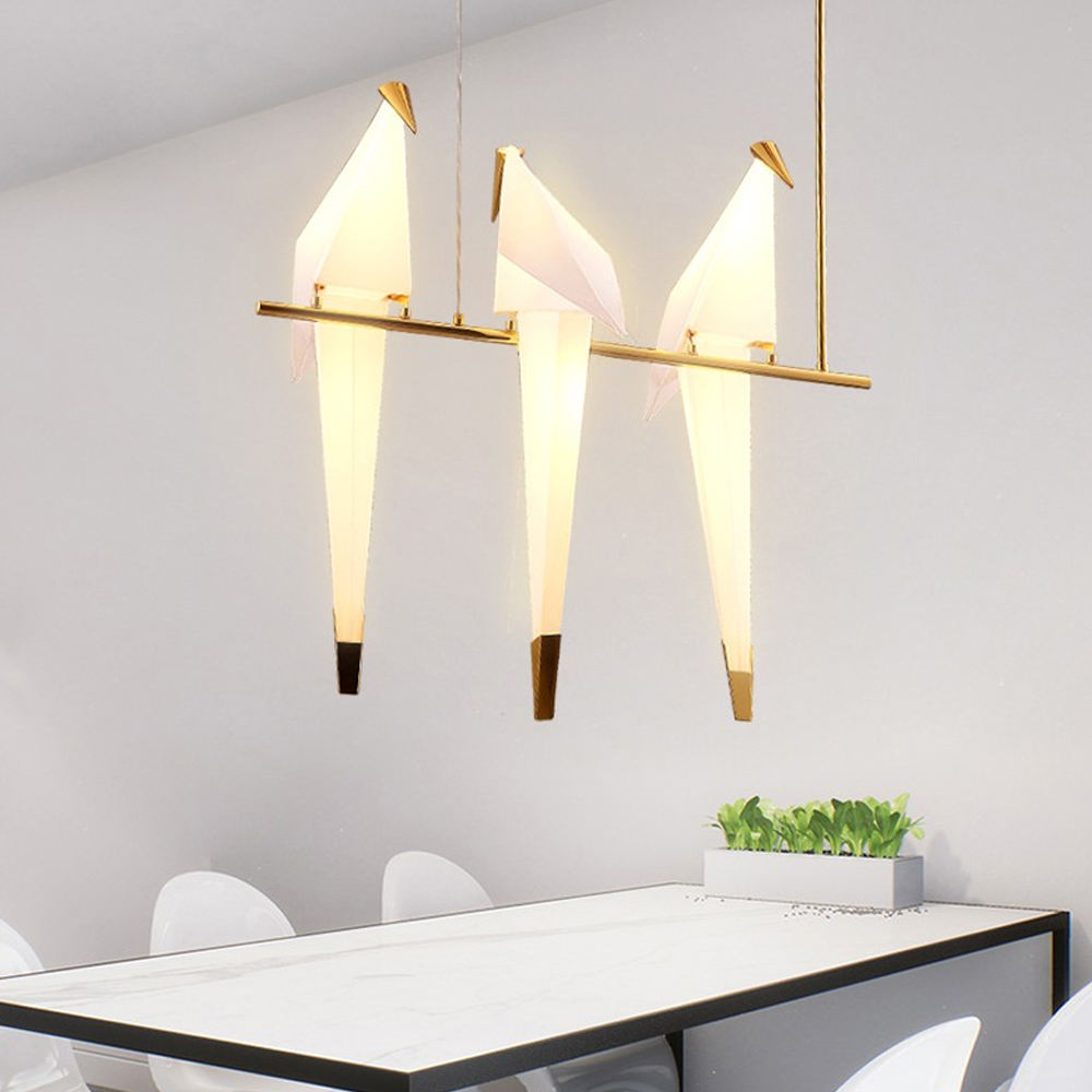 Dutch Minimalist Acrylic Ceiling Light Origami-Bird Pendant Lamps-Handwovenlamp