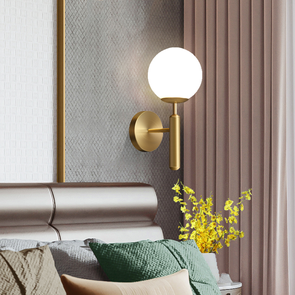 Postmodern Luxury Glass Wall Lamp Nordic Personalized  Bedroom Bedside Hallway Wrought Iron Light