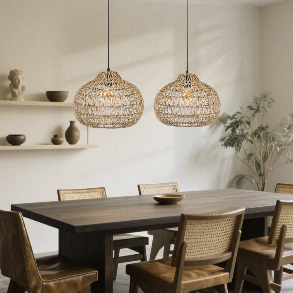 Woven Seagrass Pendant Lamp Wabisabi Kitchen Decor Lighting