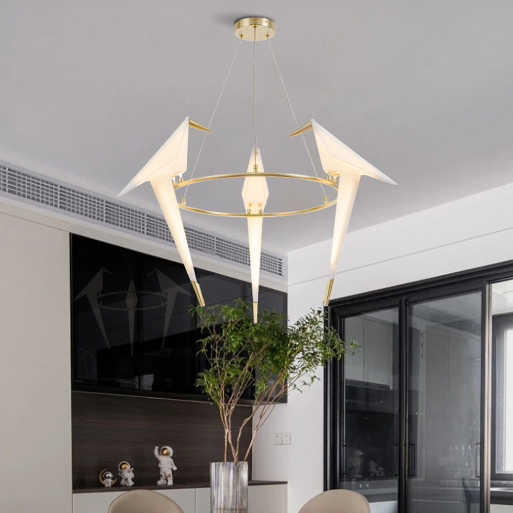 Dutch Minimalist Acrylic Ceiling Light Origami-Bird Pendant Lamps-Handwovenlamp
