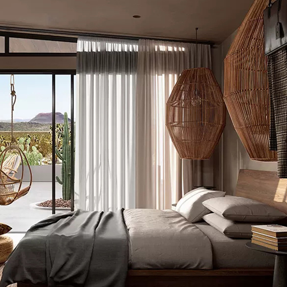 Wabi Sabi Style Bedroom Chandelier Japanese Transitional Zen Rattan Art Lamp Shade-Handwovenlamp