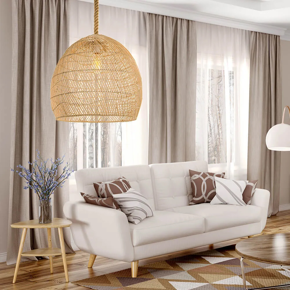 Handemade Rattan  Rope Light Pendant Lampshade For Kitchen Island-Handwovenlamp