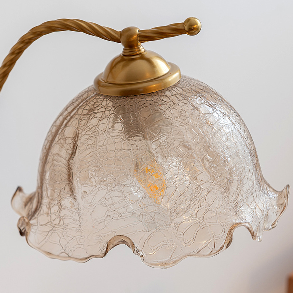 French Mid-Century Vintage Flower Table Lamp-Handwovenlamp