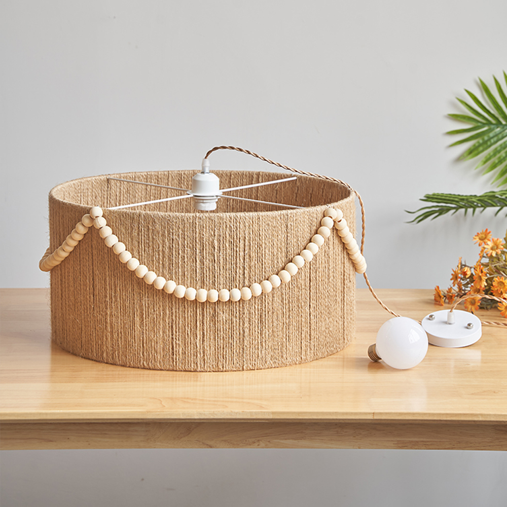 Bohemian Vintage Hemp Rope Chandelier Feature Dining Room Ceiling Lamp-Handwovenlamp