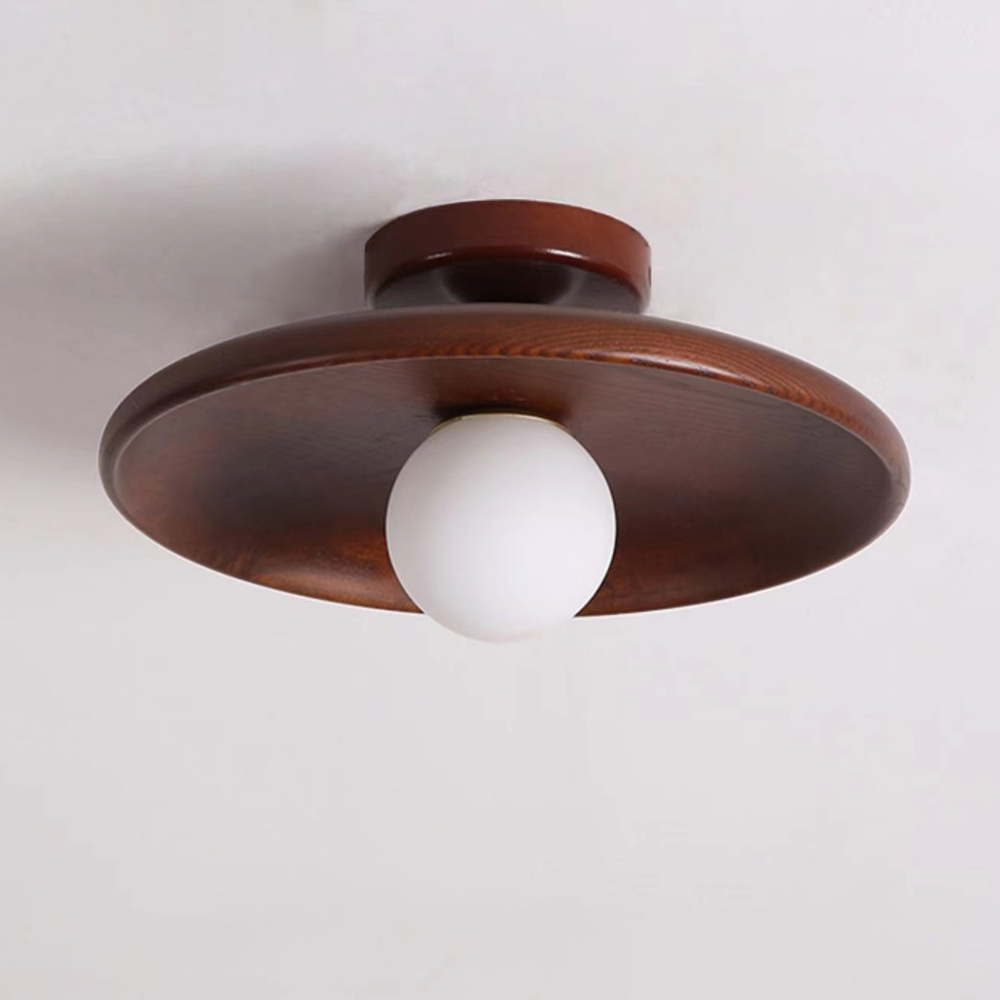 Japanese-style Aisle Small Lamp Flush Mount Solid Wooden Ceiling Light For Dining Room-Handwovenlamp