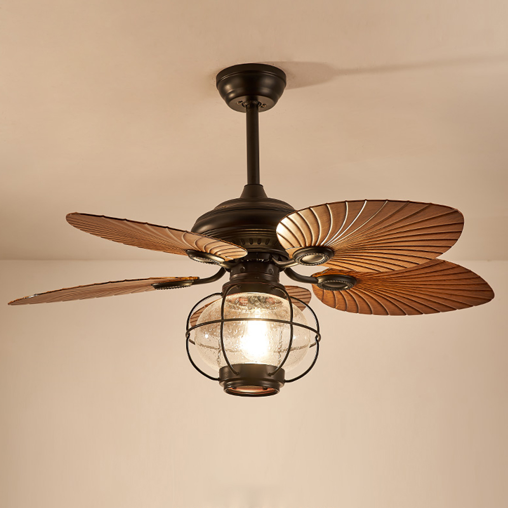 Outdoor Gazebo Ceiling Fan Lamp Retro Balcony Garden Fan Chandelier-Handwovenlamp