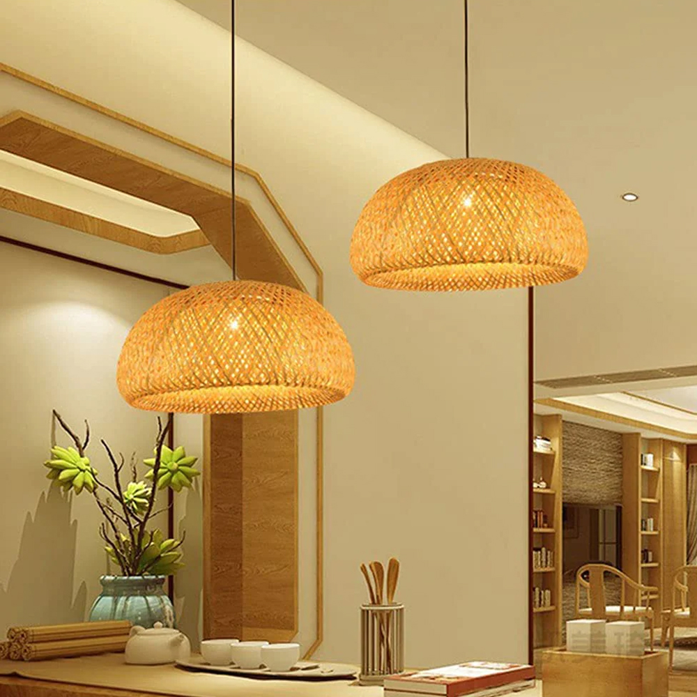 DIY Kitchen Island Bamboo Lamp Shade Home Decor Pendant Lighting-Handwovenlamp