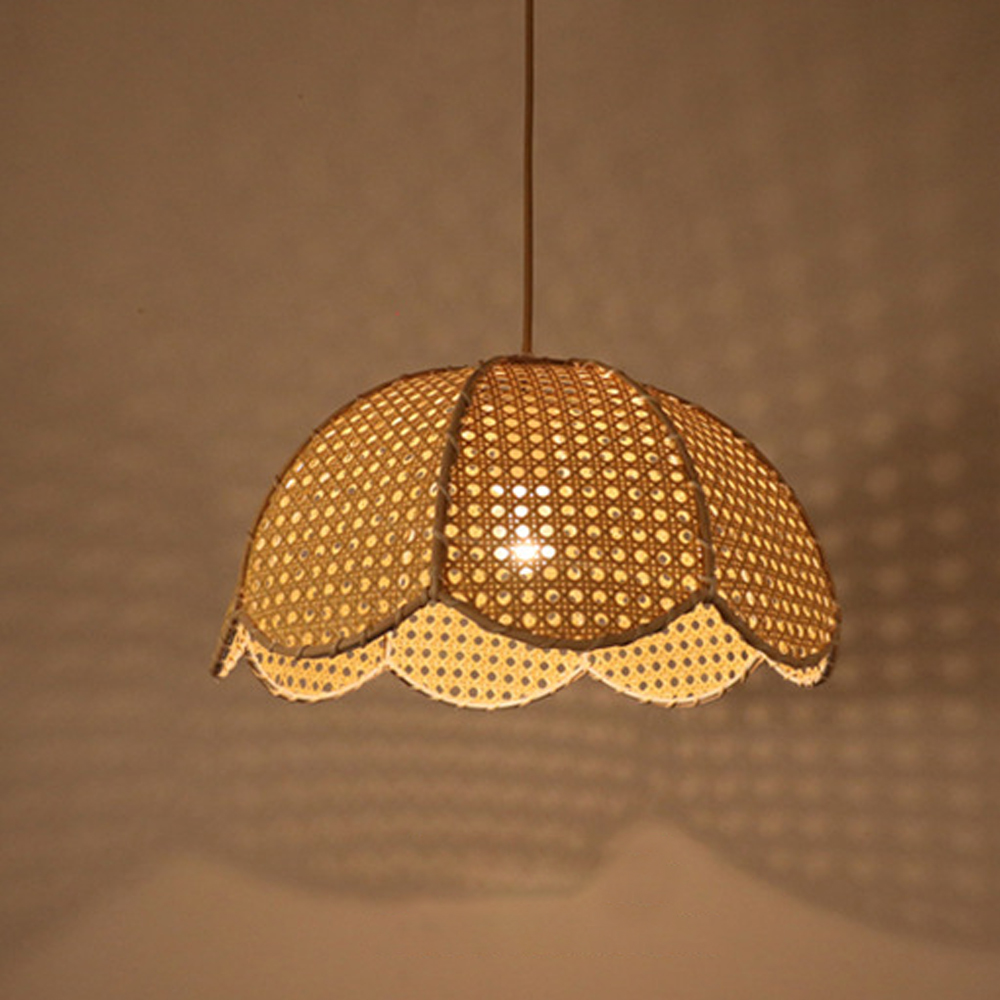 Wabi Sabi Rattan Chandelier Art Living Room Bar Rattan Pendant Light-Handwovenlamp