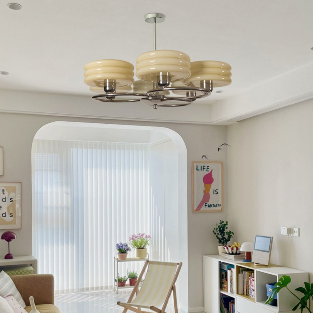 Modern 6 Heads Chandelier Living Room Design Minimalist Ceiling Lamp-Handwovenlamp