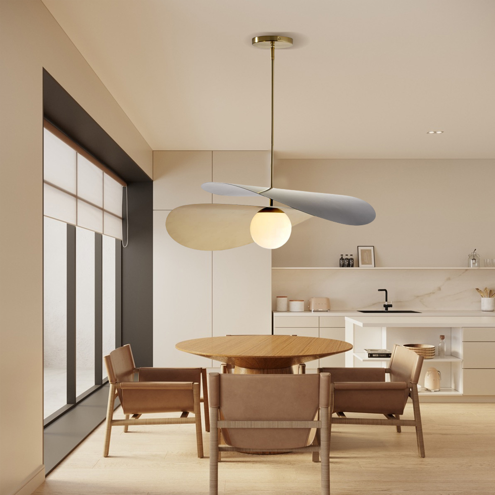 Minimalist Design Straw Hat Pendant Light Modern Metal Chandelier-Handwovenlamp