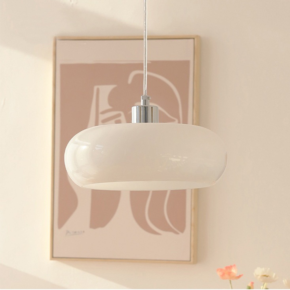 Milk White Glass Pendant Light Dining Room Hanging Chandelier-Handwovenlamp