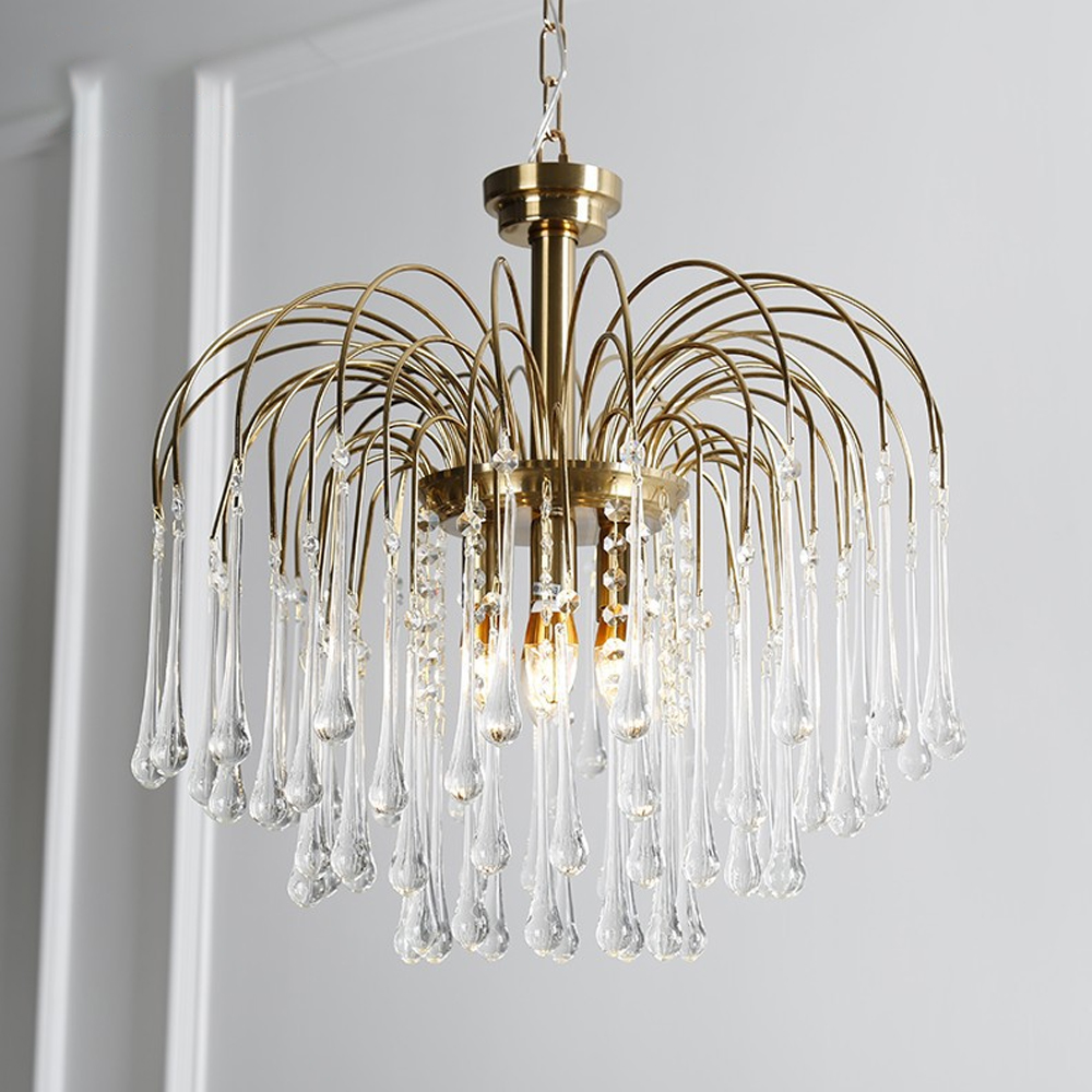 Classical Drop Glass Chandelier Italian Design Living Room Crystal Lighting-Handwovenlamp