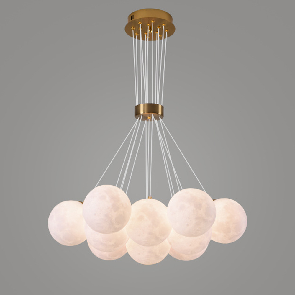 Nordic Children's Room Chandelier 3D Moon Bubble Ball Pendant Lamp-Handwovenlamp