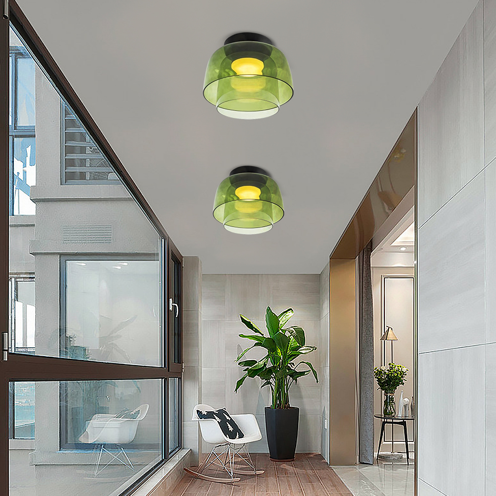 Nordic Designer Corridor Ceiling Light Retro Bedroom Glass Hanging Lamp-Handwovenlamp