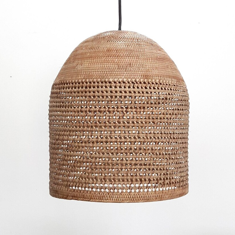 Hand-knitted Rattan Pendant Light Modern Scandinavian Bell Shape Kitchen Island Lighting-Handwovenlamp