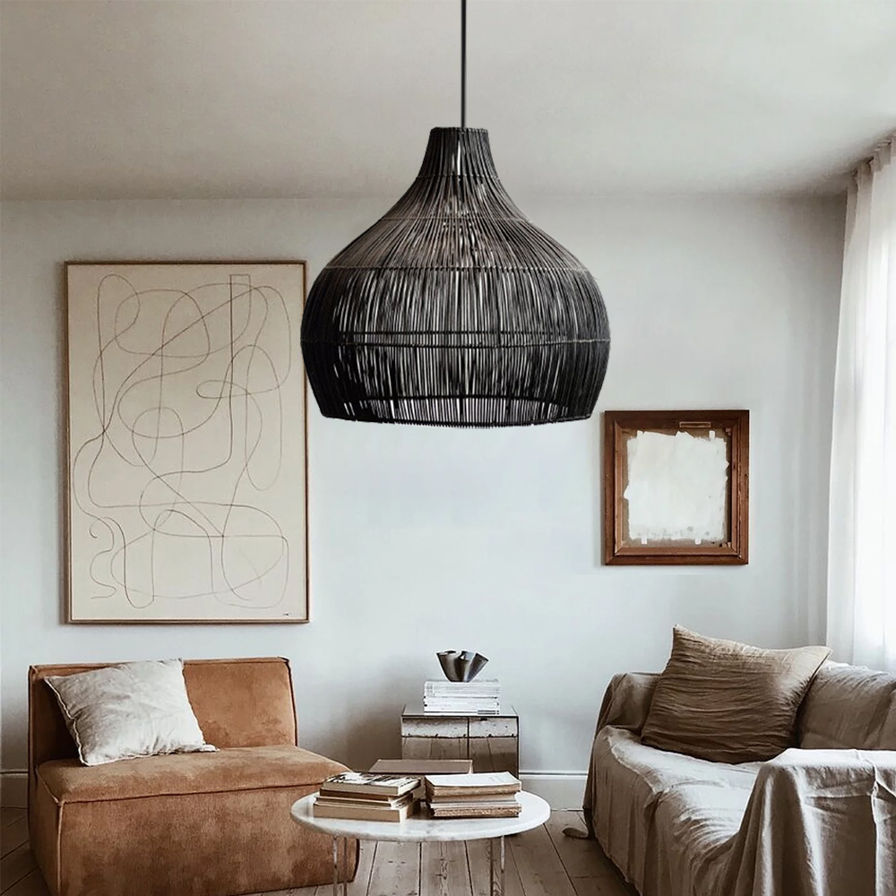 Japanese Style Retro Rattan Chandelier Creative Hotel Inn B&B Room Pendant Lamp-Handwovenlamp