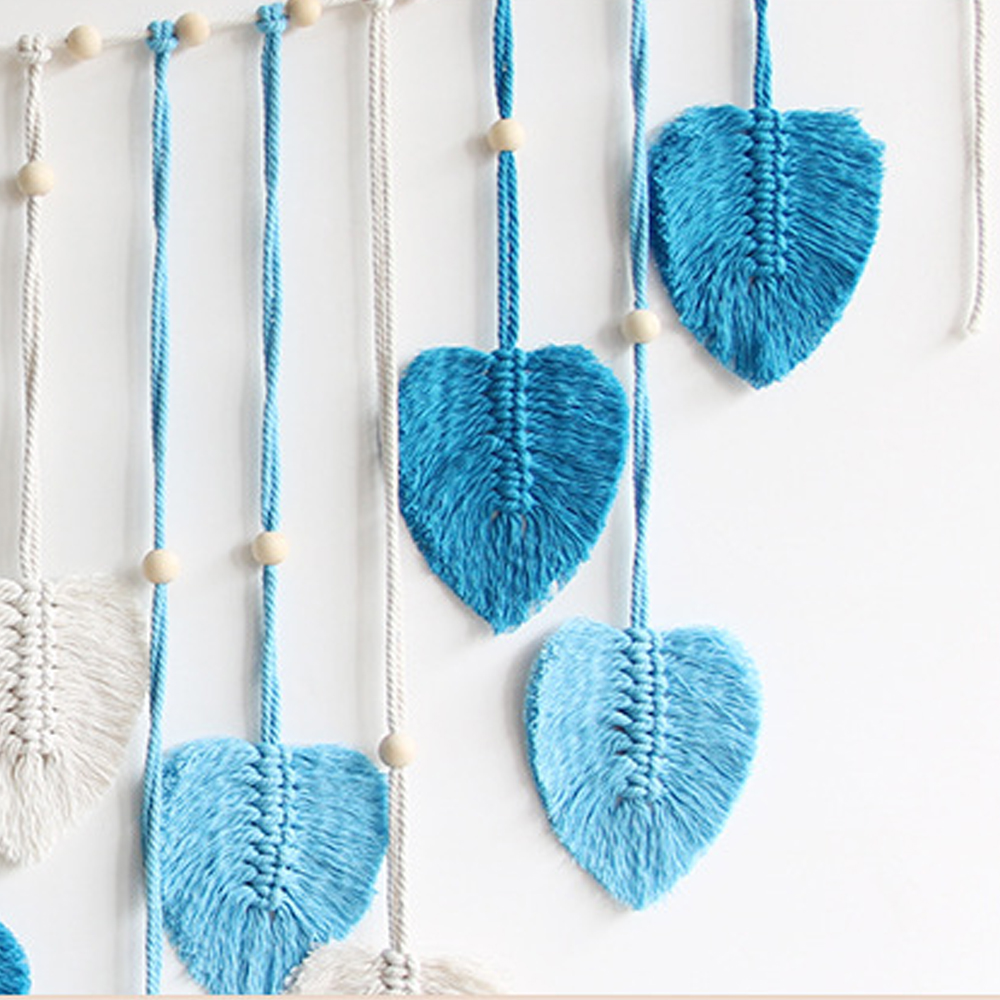 Bohemian Decorative Handwoven Leaf Tapestry Children's Room Background Tassel Wall Hanging-Handwovenlamp