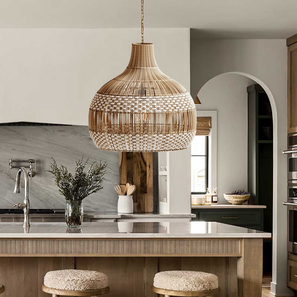 Dining Room Decor Rattan Pendant Lamp Kitchen Light Fixtures to Brighten Up Your Space-Handwovenlamp