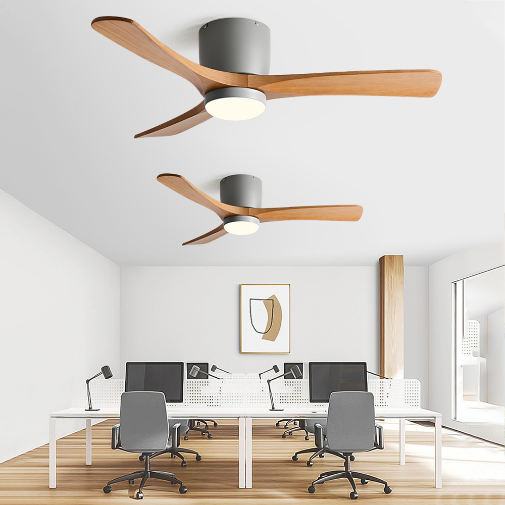 Ceiling Fan With Light Nordic Solid Wood LED Fan Lamp For Restaurant Living Room-Handwovenlamp