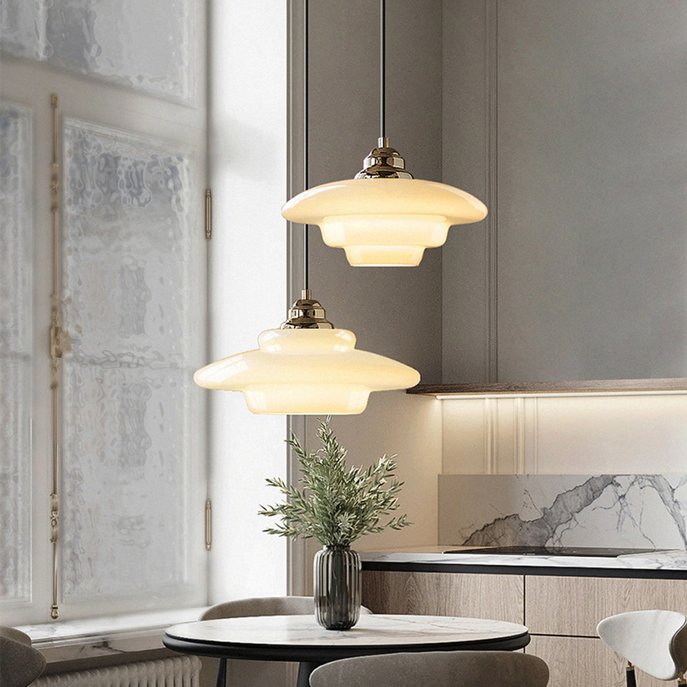 Bauhaus Milk White Glass Pendant Light Art Home Decor-Handwovenlamp