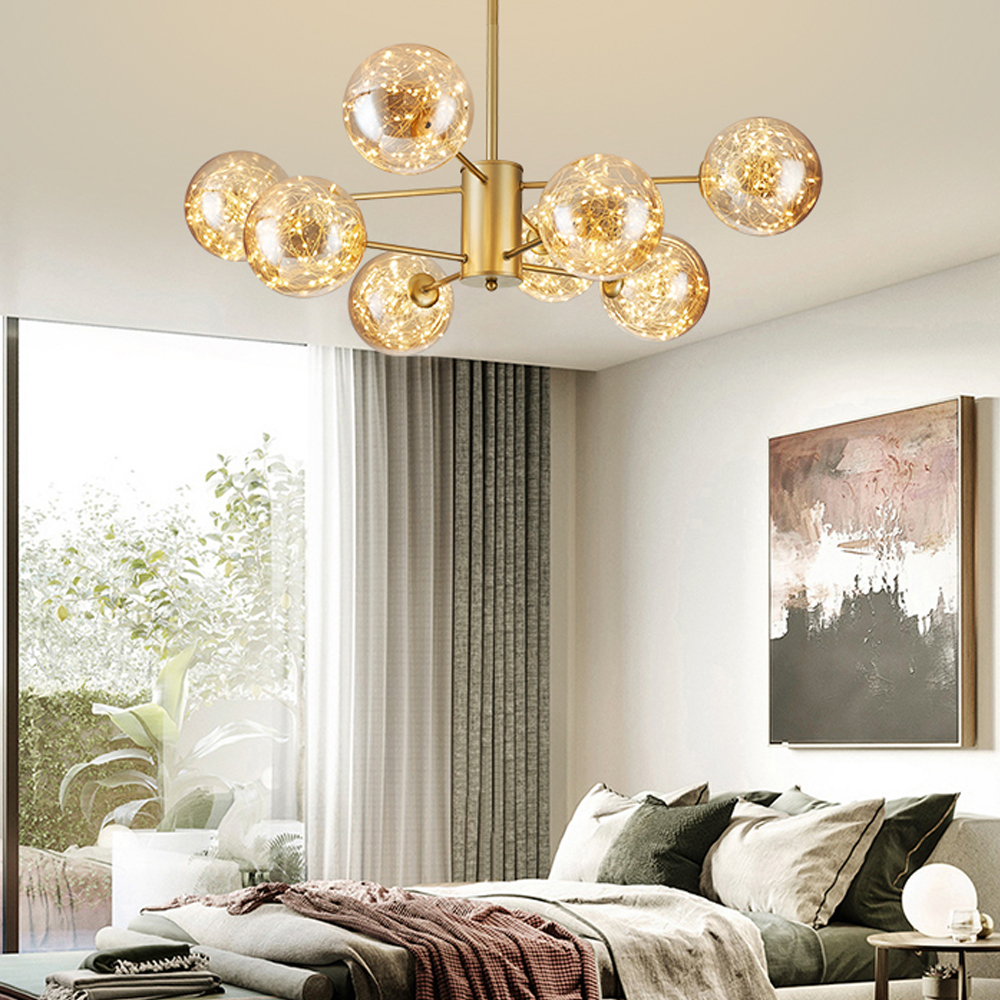 Modern Ceiling Chandelier Glass Ball Pendant Lamp For Living Room-Handwovenlamp